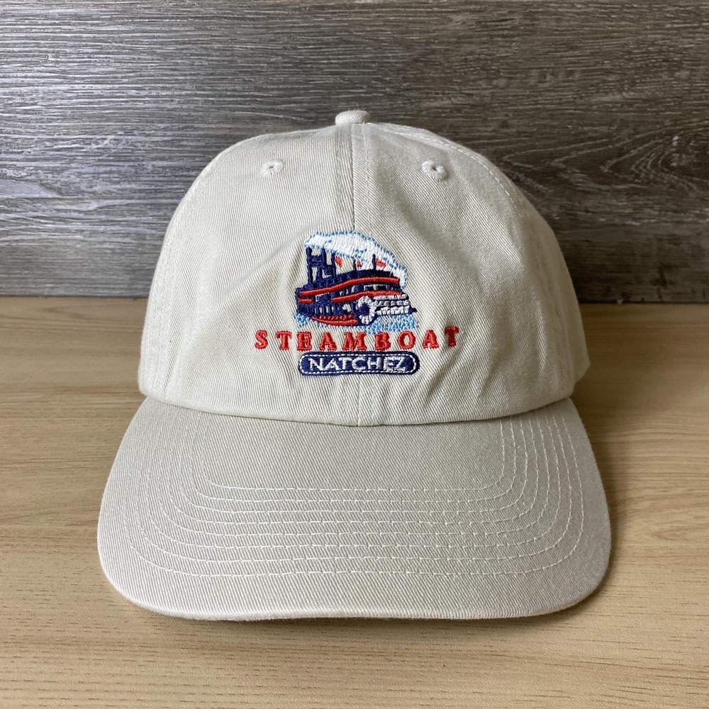 Steamboat Natchez Hat Cap Strap Back White Embroidered Riverboat Souvenir Mens